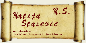 Matija Stašević vizit kartica